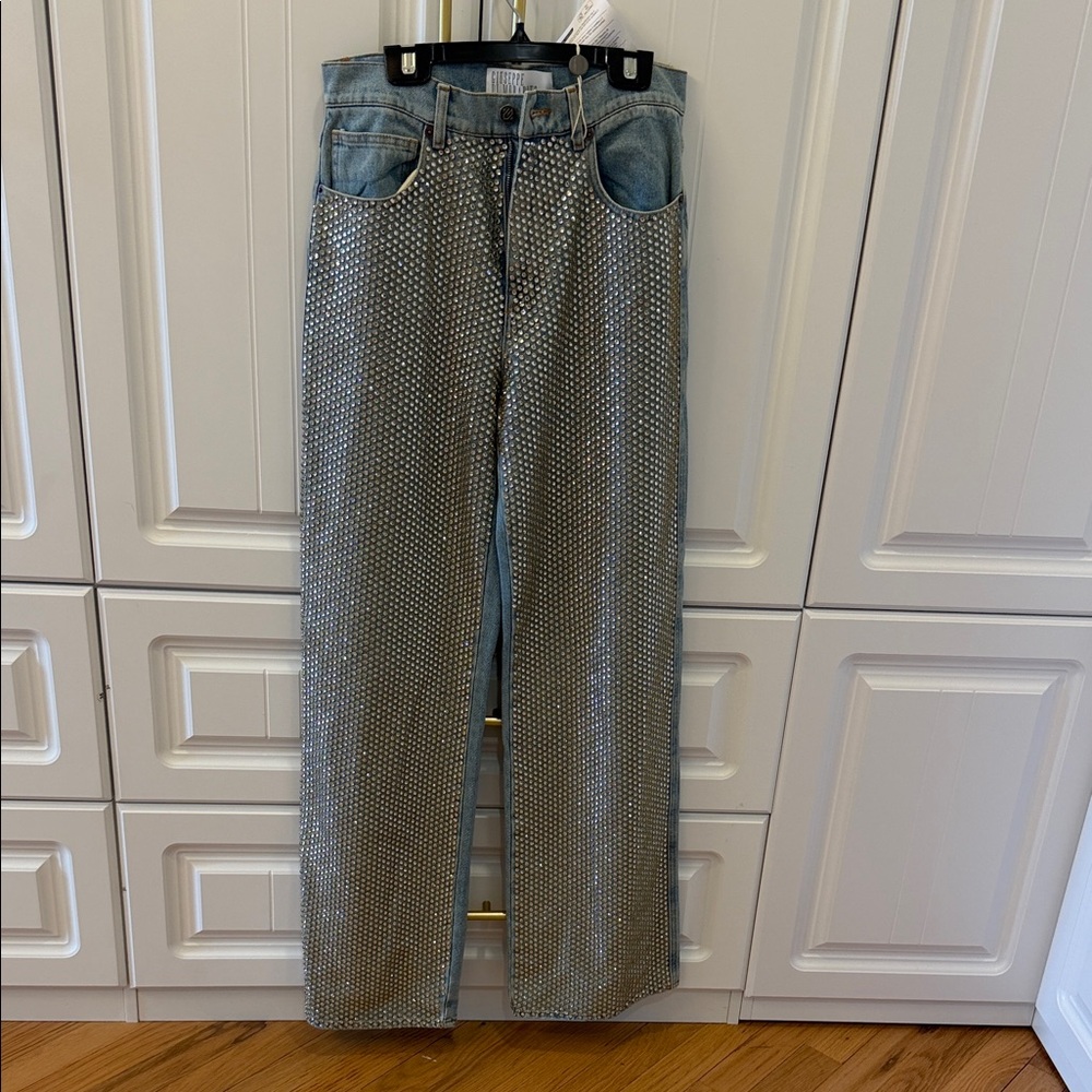 Giuseppe Di Morabito Blue Straight Leg Jeans with Silver Accents